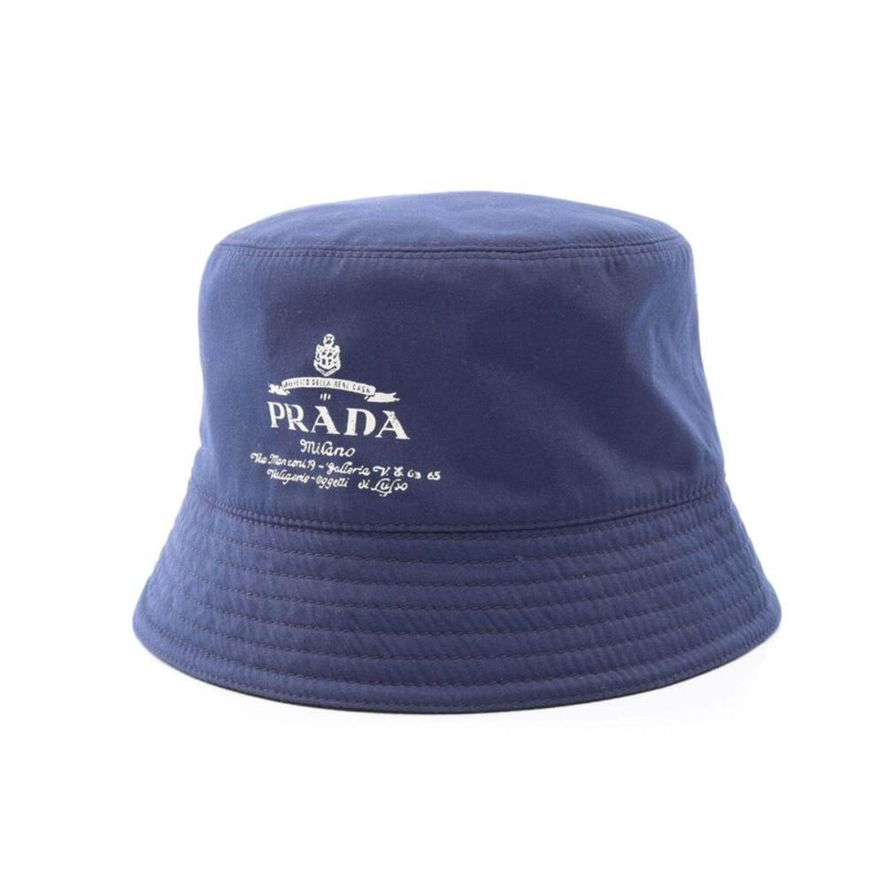 Prada Logo Print Cotton Polyester Bucket Hat